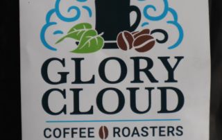 Glory Cloud Coffee House Blend Espresso Medium Roast Label Close-Up Glory Cloud Coffee House Blend Espresso medium roast label close up packaging